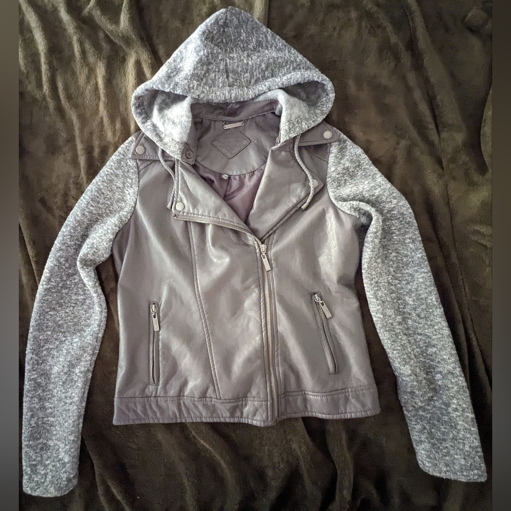 Asymmetrical Faux Leather Cotton Jacket